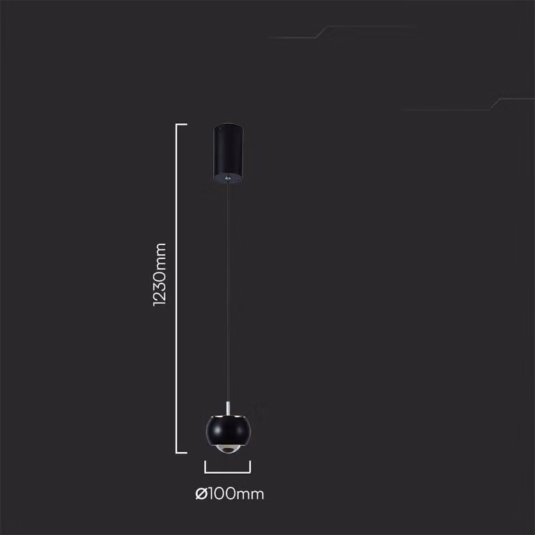 V-TAC Lampadario LED a Sospensione lampada da soffitto 9W Colore Nero 10*10*100cm 3000K - 10078