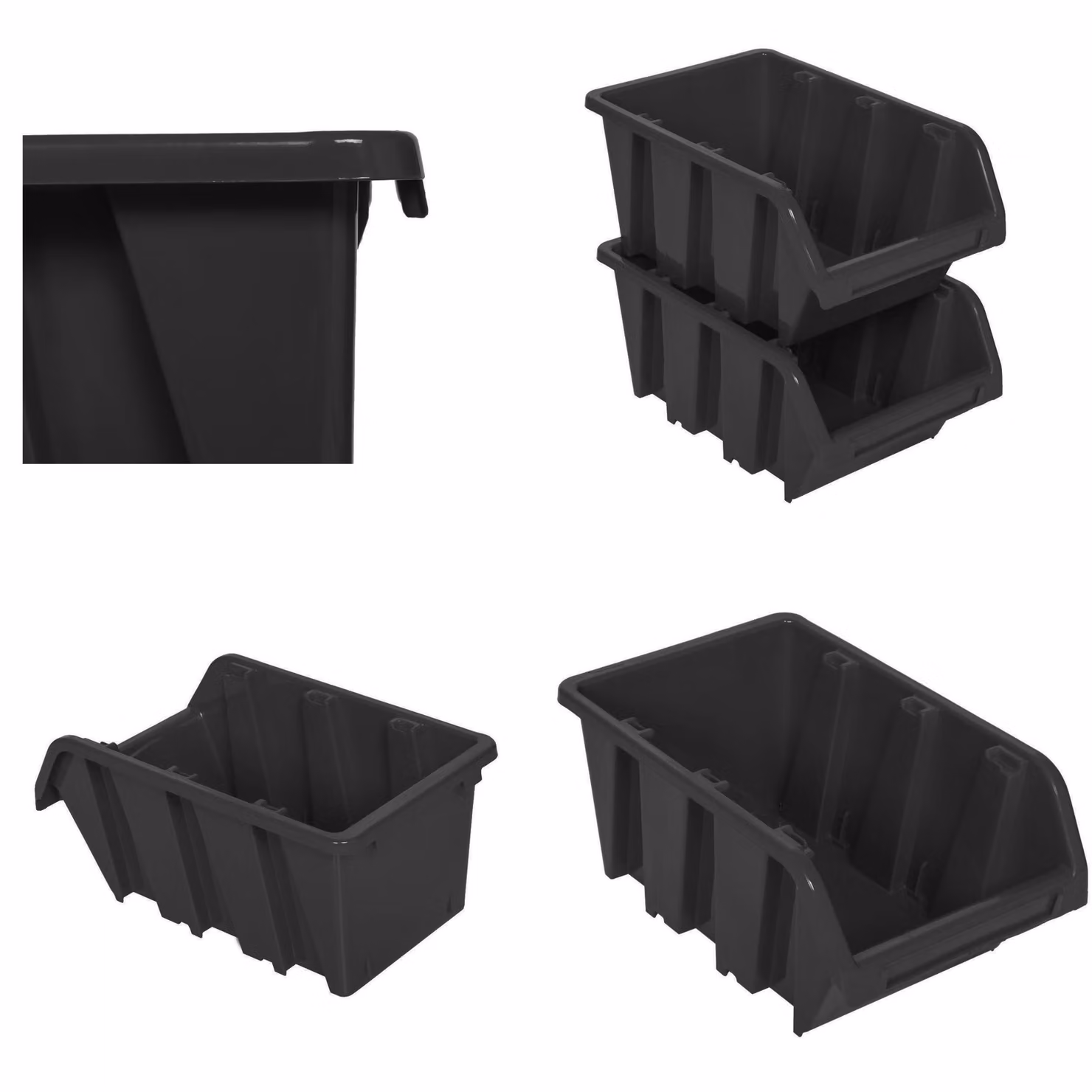 20 x scatole impilabili officina garage scatole di immagazzinaggio aperte botle scatole di immagazzinaggio aperte casse di smistamento scatole 390x240x180 mm antracite casse di immagazzinamento in plastica impilabili