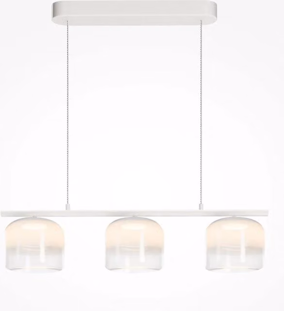 Lampadario Contemporaneo Spirito Metallo E Vetro Bianco 3 Luci Led 14W