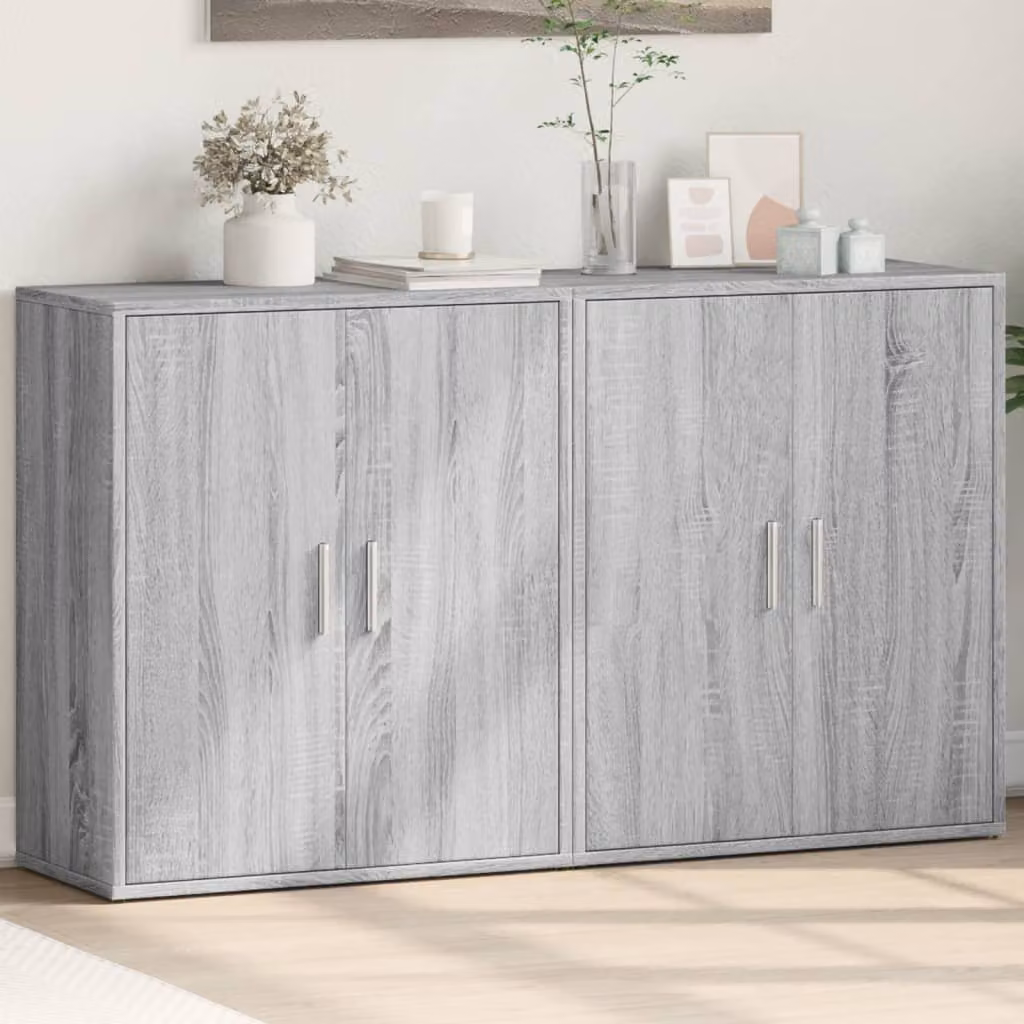 Set di 2 credenze vidaXL in legno multistrato, colore grigio sonoma, L 60 cm x P 31 cm x H 70 cm
