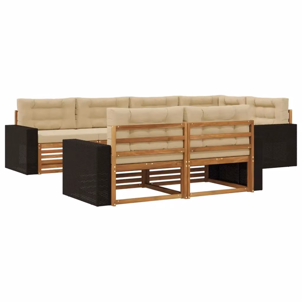Set di divani da esterno a L vidaXL in legno di acacia con cuscini beige e sabbia, 7 pezzi – 2