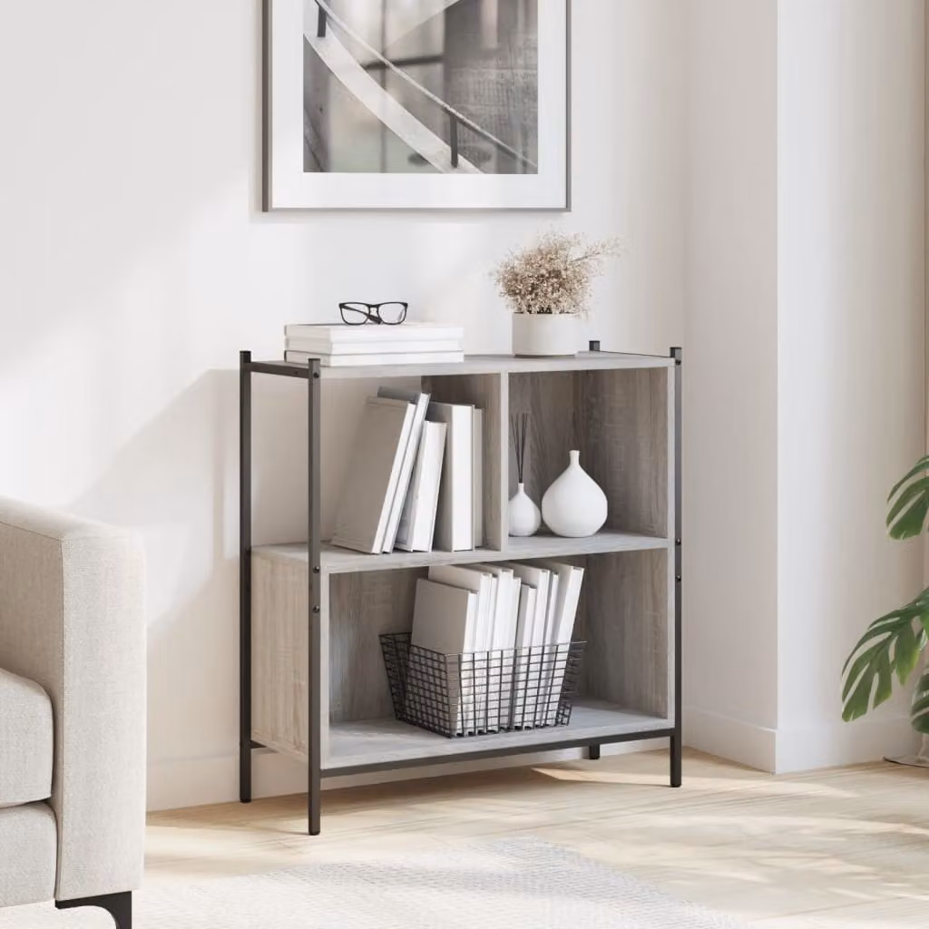 Libreria da parete vidaXL in stile industriale in legno e metallo, Grigio, L 72 cm x P 28 cm x H 77,5 cm