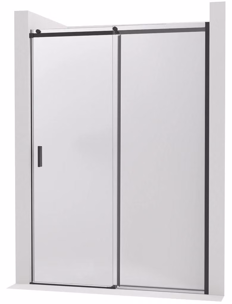 Porta scorrevole per box doccia Santoro - lato destro - 6 mm - nera opaca, vetro satinato - 100x195 cm