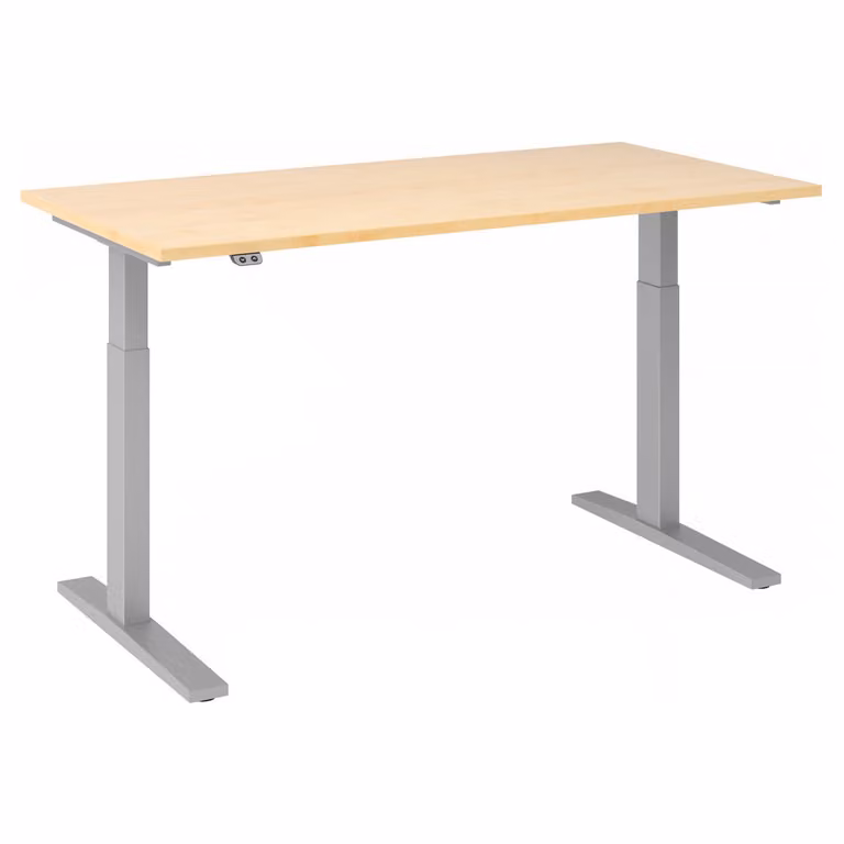 Scrivania regolabile in altezza elettrica 160x80 cm, acero/argento