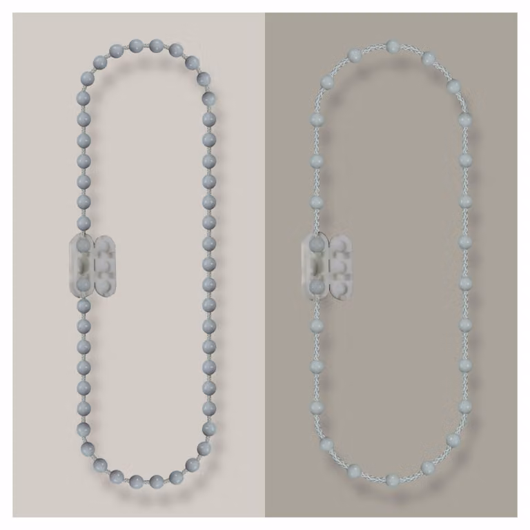 Catena per avvolgibili, lunghezza 200 cm, sezione 4,5 x 12 mm, colore grigio, materiale plastico