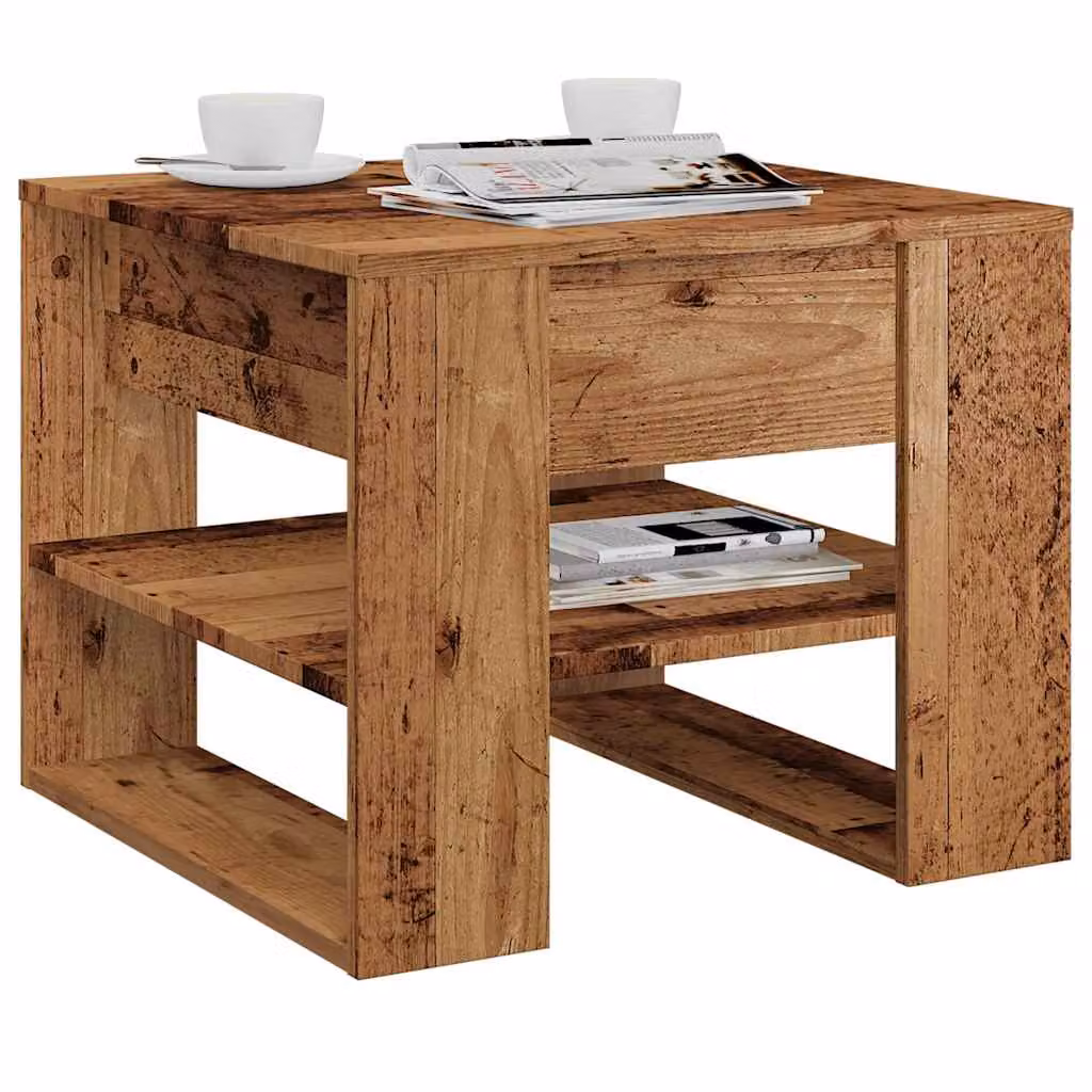 Tavolino da salotto vidaXL in legno effetto rustico marrone, L 55,5 x P 55,5 x H 45 cm