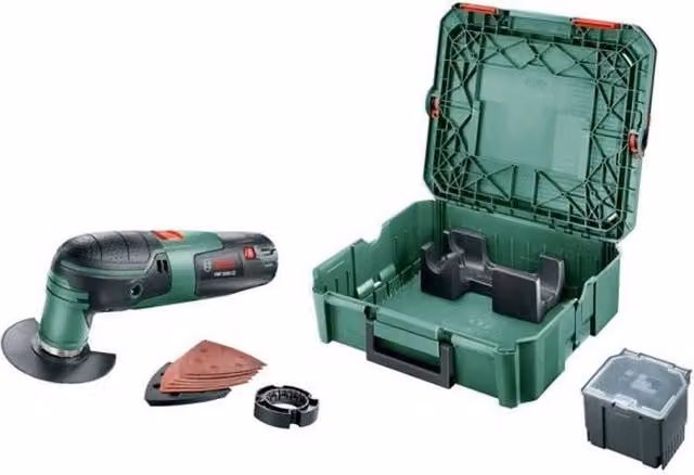 Strumento multifunzione BOSCH - PMF 2000 + 1 cassetta degli attrezzi Systembox + accessori