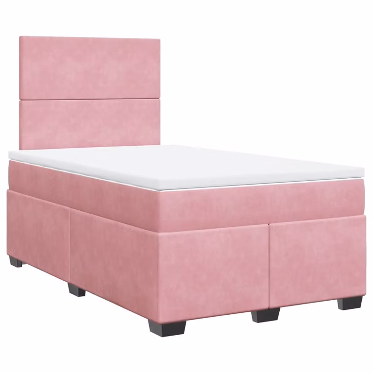 Giroletto a Molle con Materasso Rosa 120x190 cm in Velluto