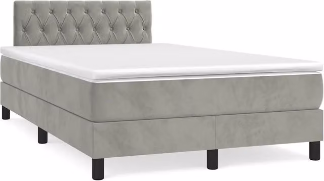 Letto Ibrido con Materasso e Illuminazione LED vidaXL in Velluto Grigio L/P/H: 120 x 200 x 193 cm