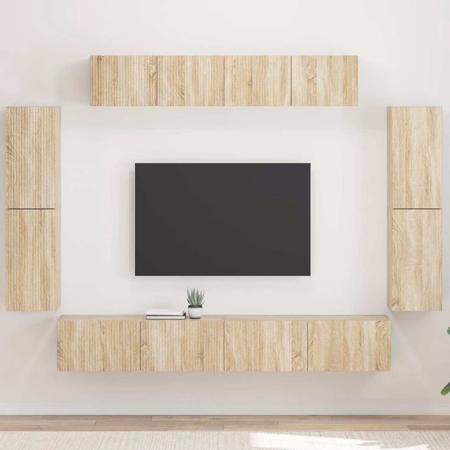 Mobile TV moderno vidaXL in Rovere Sonoma marrone con 8 scomparti media