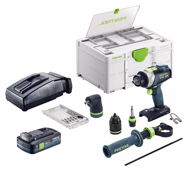 Set base Festool TPC 18/4 - Avvitatore a percussione a batteria 18 V 75 Nm Brushless + 1x batteria 4,0 Ah + caricabatterie + Systainer