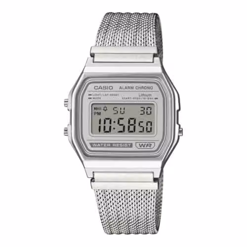 Casio Orologio A158WEM-7EF Vintage Iconic Digital Argento Grigio