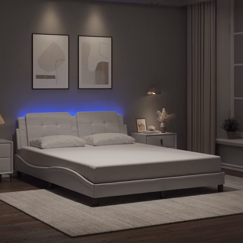vidaXL Giroletto Zadar Bianco con LED e porta USB, L/P: 160 x 200 cm – 1