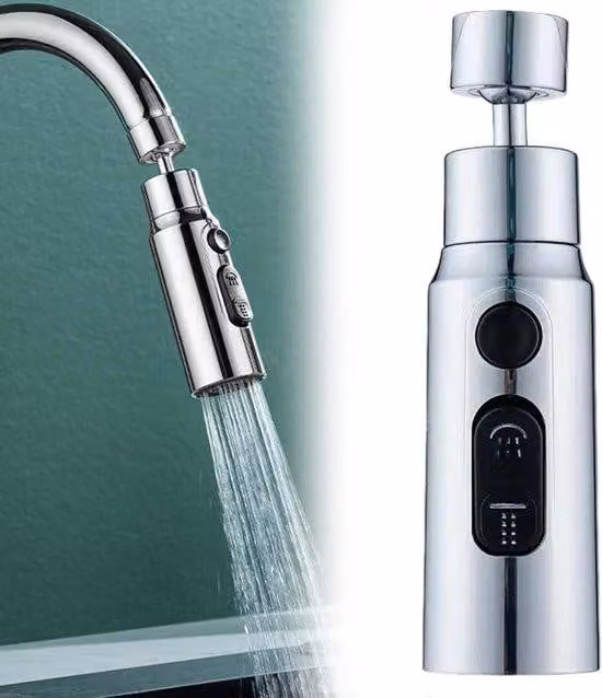 Rubinetto da cucina con doccetta a 3 posizioni, finitura in ottone