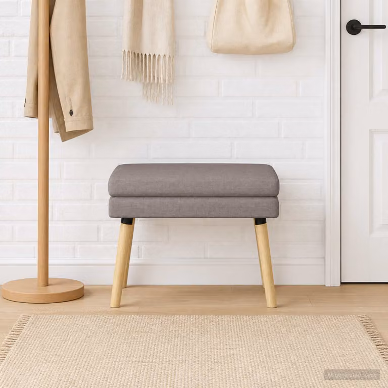 Panchina moderna vidaXL in legno e tessuto, colore beige/grigio, L: 110 cm, P: 40 cm, H: 46 cm