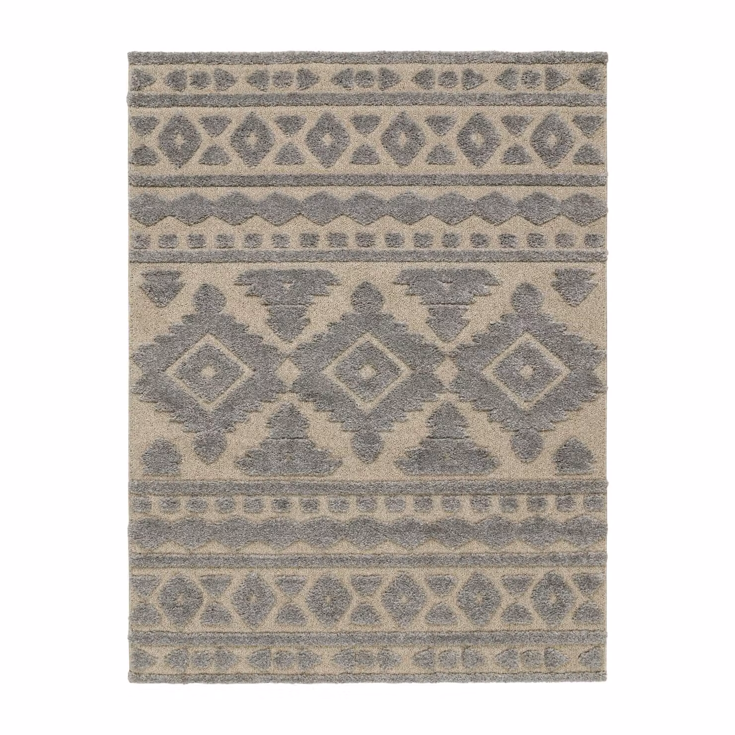Tappeto Geneva grigio con effetto alto basso, resistente alle macchie e adatto a riscaldamento a pavimento, L: 60 cm x P: 100 cm – 2