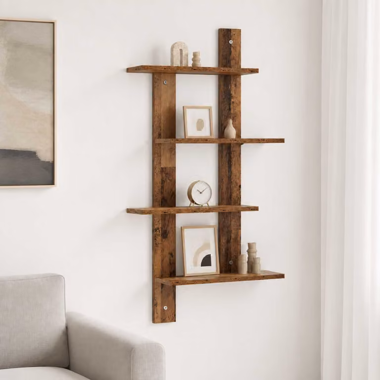 Scaffale da parete vidaXL in legno color marrone, stile moderno, L: 61 cm, P: 13,5 cm, H: 105 cm