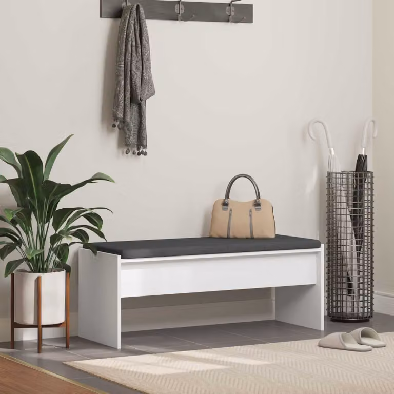 Panca per ingresso vidaXL con cuscino in tessuto Bianco L: 103 cm, P: 38 cm, H: 40 cm