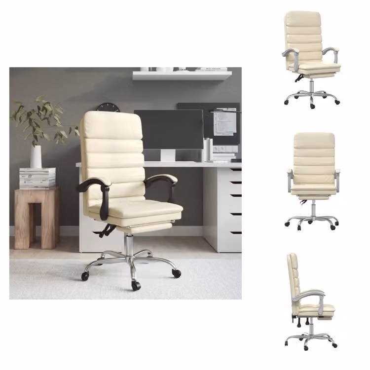 vidaXL Sedia da ufficio con funzione massaggio in Pelle finta crema - Sedie da ufficio