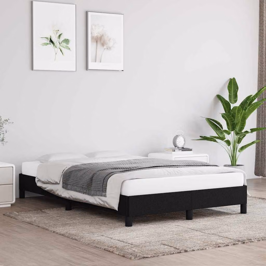 vidaXL Giroletto senza Materasso Nero in Tessuto con Struttura in Legno di Pino L/P/H: 120 x 200 x 25 cm