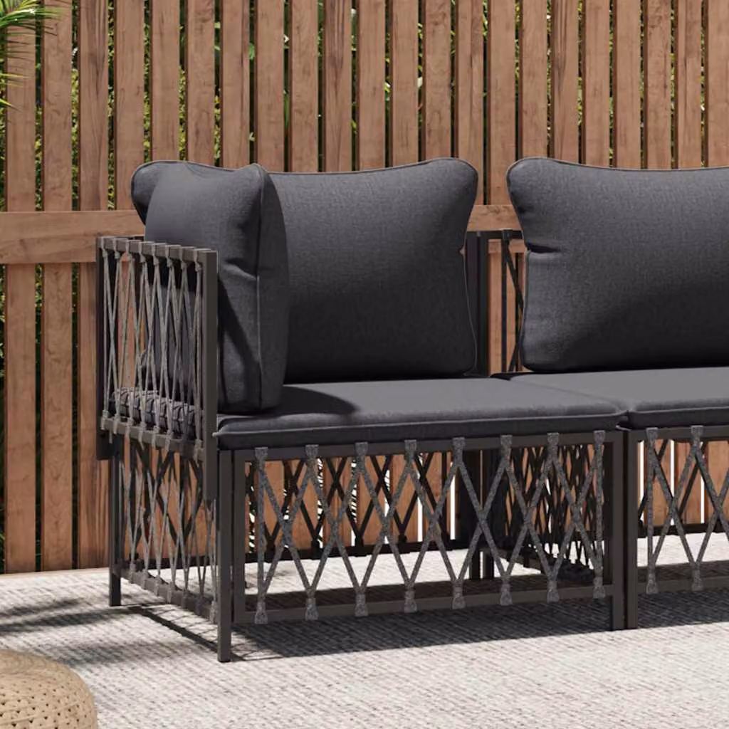 vidaXL Divano Angolare da Giardino Moderno con Cuscini in Schiuma e Struttura in Acciaio Antracite