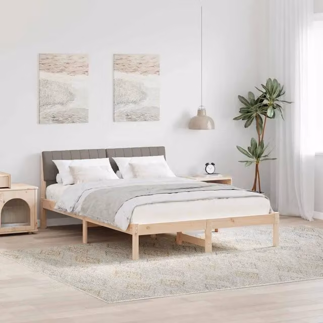 Struttura del letto con testiera-Giroletto con Testiera Marrone e taupe 135 x 190 cm 158026