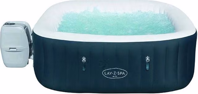 Vasca idromassaggio gonfiabile Bestway Lay-Z-Spa Ibiza AirJet blu, quadrata, per 4-6 persone, con riscaldamento e massaggio, L/P/H: 180 x 180 x 66 cm