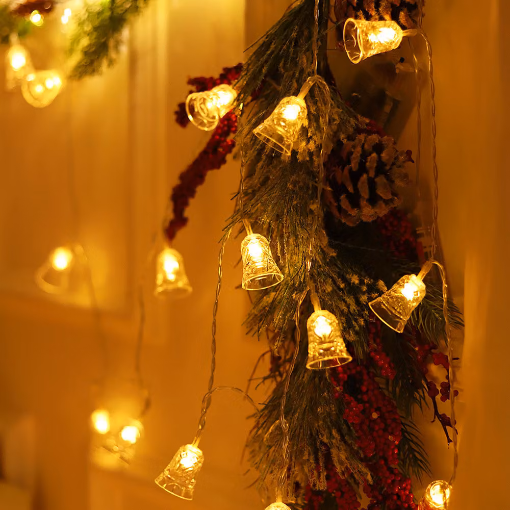 Luci di Natale indoor, 1.5M 10 LED Natale baubles fata luci batteria, albero di Natale festa luci Natale luci campane decorazione