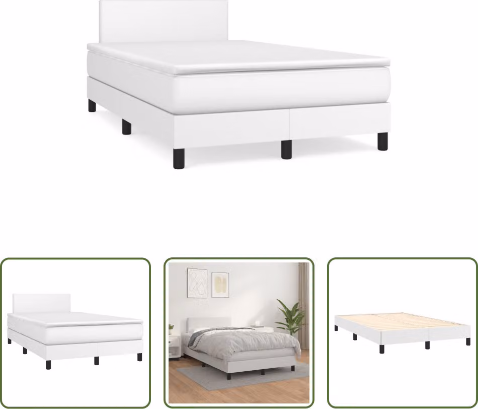 The Living Store Letto a molle con materasso bianco 120x190 cm in Pelle finta