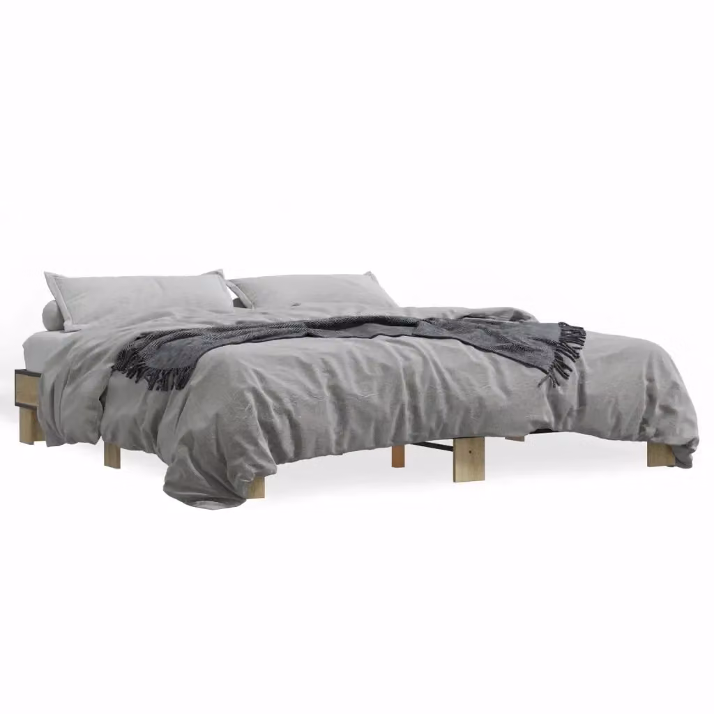 Letto Giroletto vidaXL in Rovere Sonoma e Metallo, L/P: 160 x 200 cm – 2