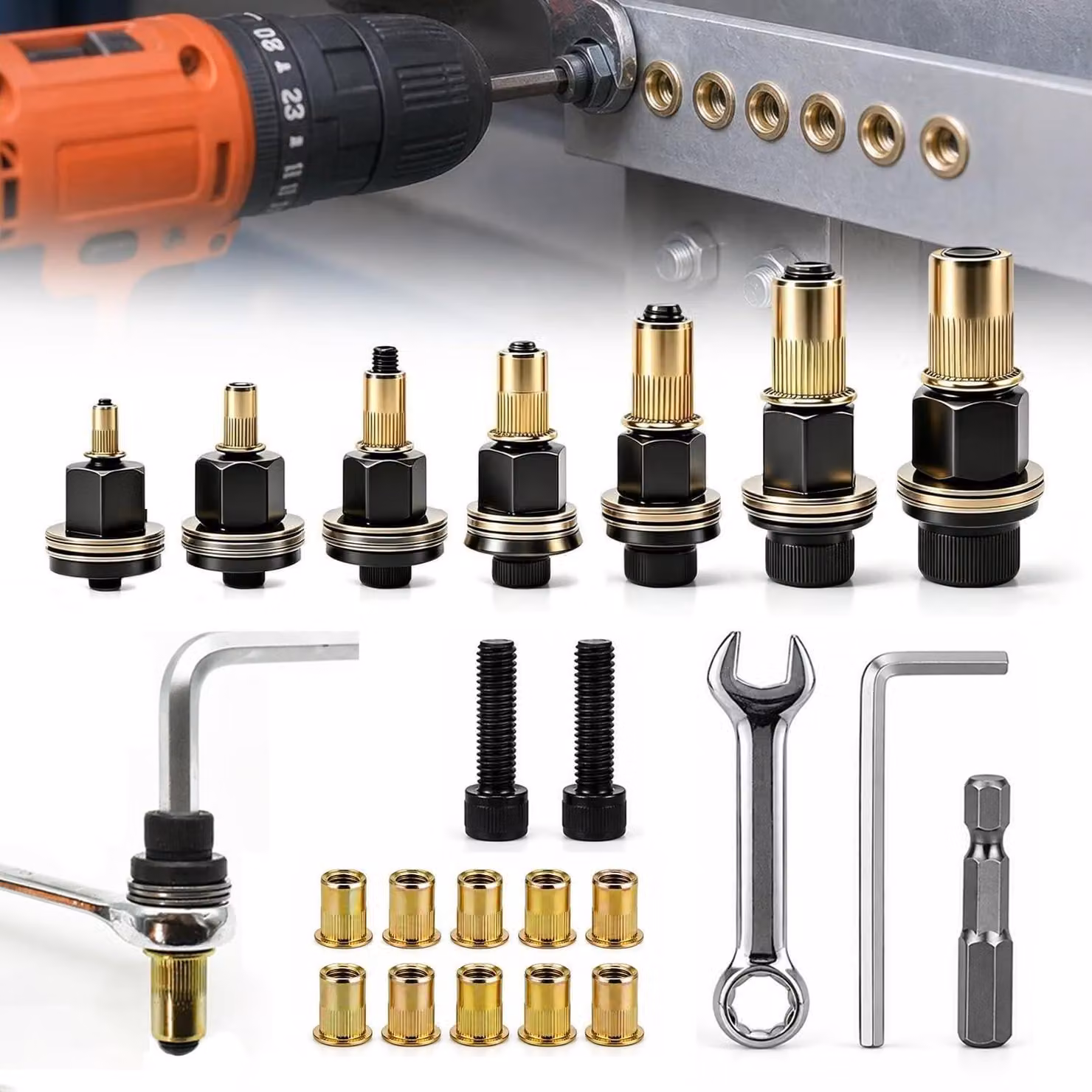 Set di utensili Klinkmoerga, modello M3-M12, completo di punzoni e inserti