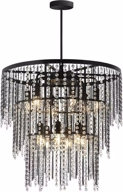 Lampada a sospensione Cristal Toolight in metallo e cristallo trasparente colore nero