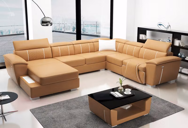 Ledersofa Design Couch Polster Sitz Wohnlandschaft Ecksofa Big Sofa G8048 U-Form