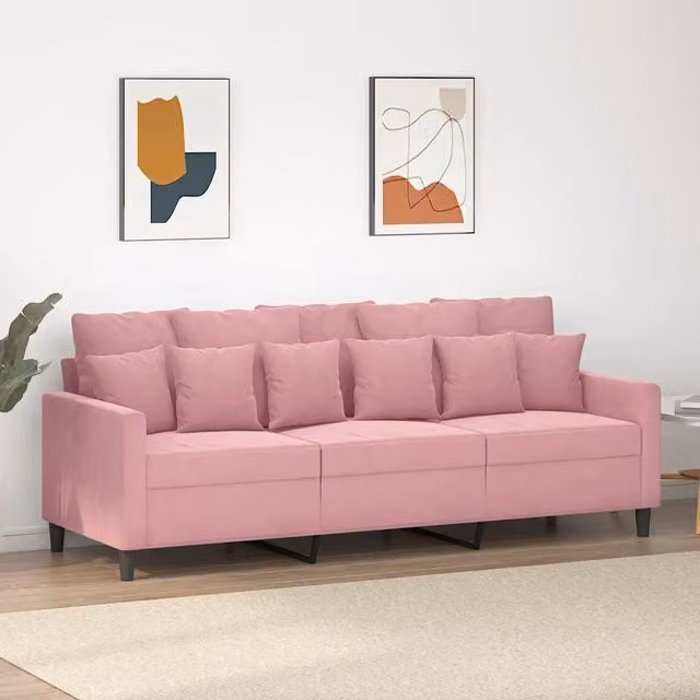 Divano a 3 Posti-Sofa 3 Posti rosa 180 cm in Velluto 324104