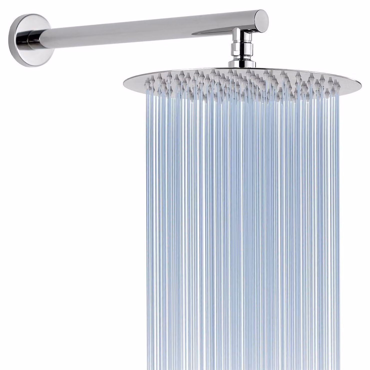 Doccia a soffitto con braccio di prolunga, in acciaio inossidabile, rotonda, diametro 25 cm, lunghezza del braccio 38 cm, alta portata