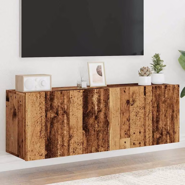 Set di 2 mobili TV da parete vidaXL in legno color marrone, design moderno per soggiorno, L 60 cm x P 30 cm x H 41 cm