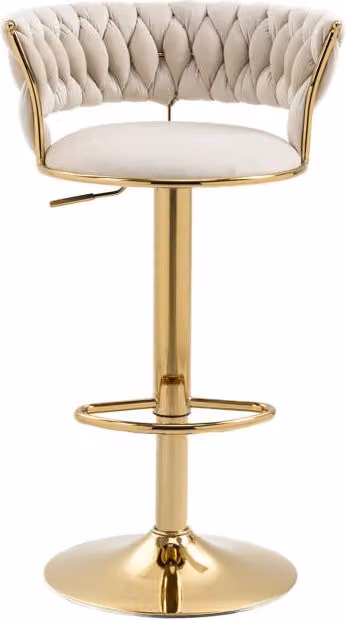 Set di 2 sgabelli da bar girevoli 54x46x78，5-97 cm velluto avorio regolabili