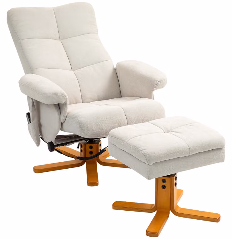 HOMCOM Poltrona relax Poltrona massaggiante con poggiapiedi Poltrona TV reclinabile