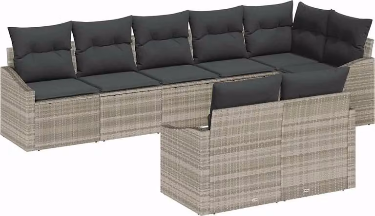 Set di divani con cuscino 8 pcs Grigio chiaro polyrattan