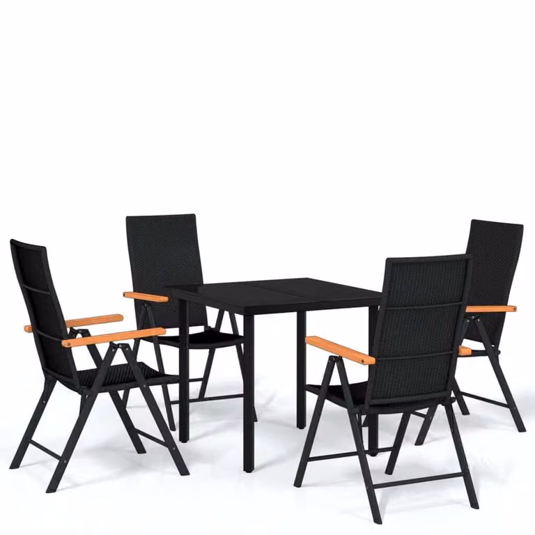 Set da Pranzo da Giardino 5 pz Nero