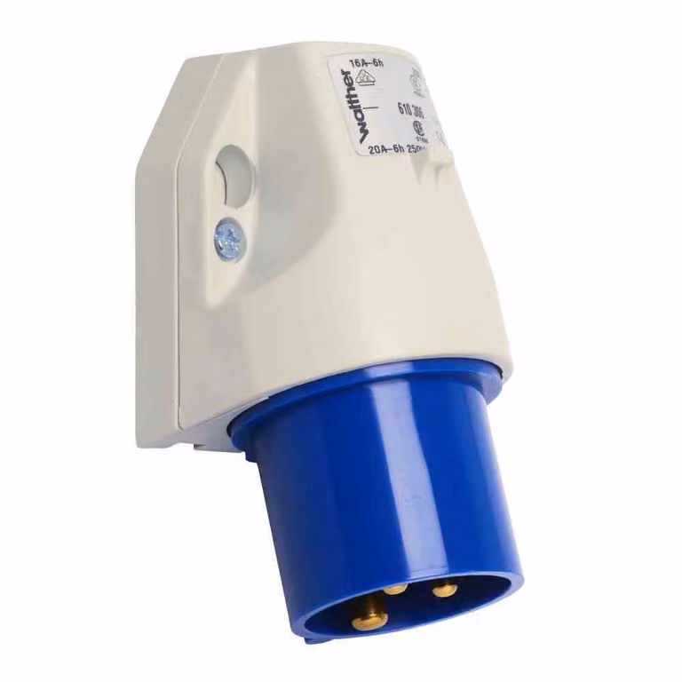Spina da parete per elettrodomestici 16A, 3pin, 230V 6h IP44 - Connettore montato CEE 16A 3p 6h 610306