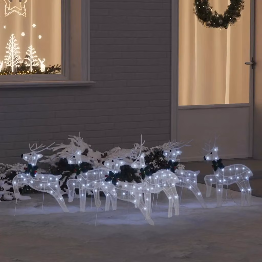 Set di 6 Renne LED in tessuto bianco per decorazione di giardino e terrazza – 2