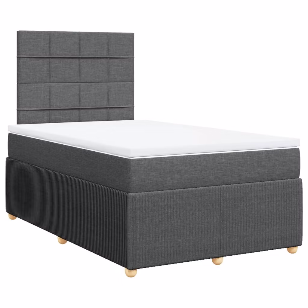 Giroletto a Molle con Materasso Grigio Scuro 120x200 cm Tessuto