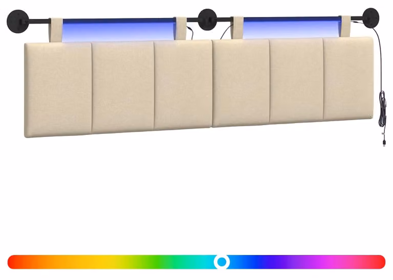 Testiera sospesa Con luce LED Crema Tessuto
