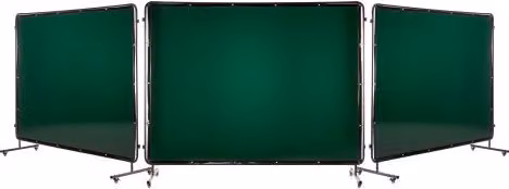 Schermo protettivo per saldatura VEVOR con telaio a 3 pannelli in vinile ignifugo verde, protezione UV a 6 livelli e 12 ruote, L: 174 cm, H: 234 cm