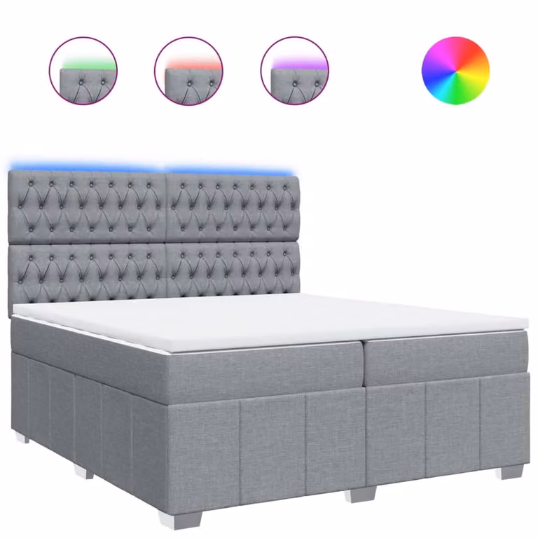Giroletto a Molle con Materasso Grigio Chiaro 200x200cm Tessuto