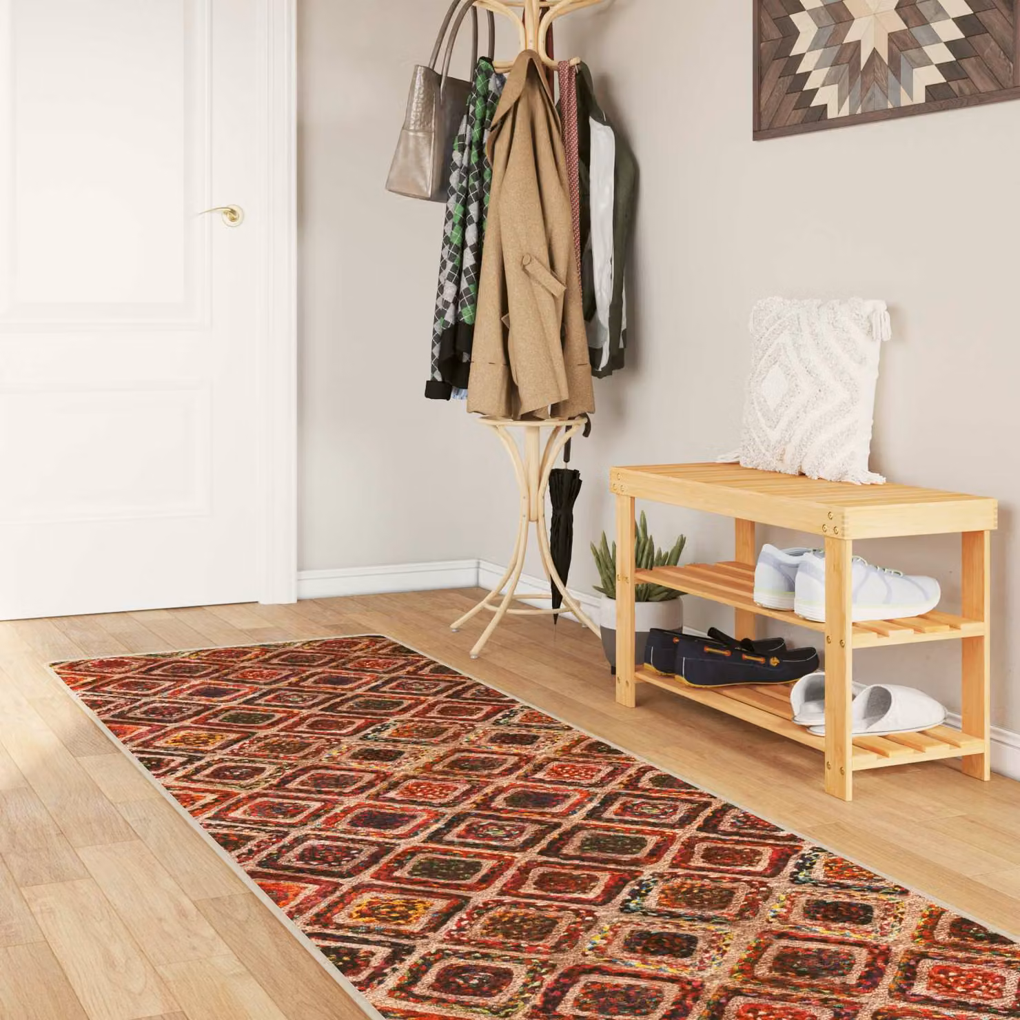 vidaXL Runner Tappeto MARSA Multicolore L: 400 cm, P: 80 cm, in Poliestere e PVC con design moderno e orientale