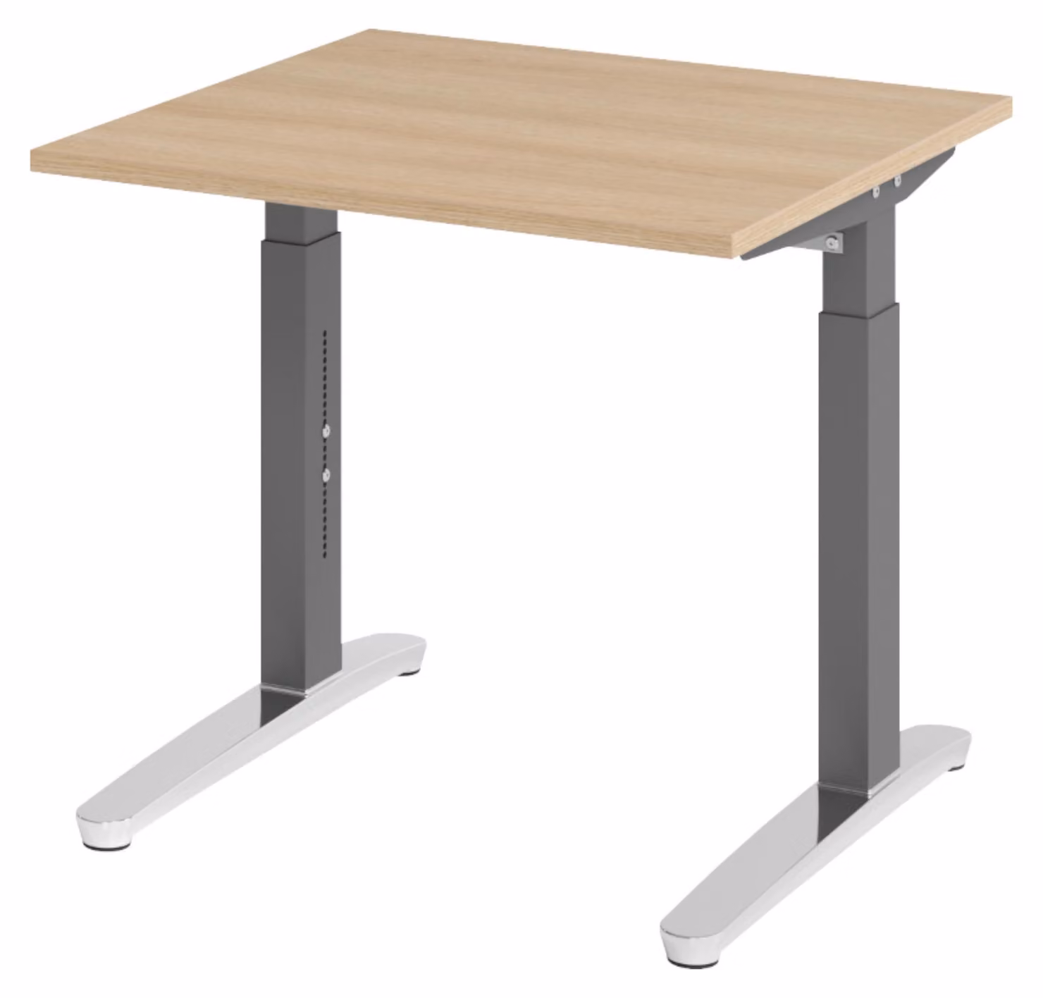 bümö Scrivania Serie-XB - Dimensioni: 80 x 80 cm, Decorazione: rovere, Struttura: grafite/alluminio lucido