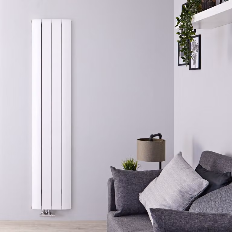Radiatore di Design Verticale Bianco in Alluminio - 1600 x 375mm - 750W - Aurora