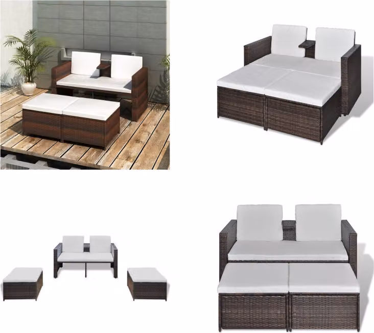 vidaXL set salotto da giardino 4 pezzi con cuscini in poly rattan marrone - Set di mobili da giardino - Set di mobili da giardino - Mobili da giardino - Set di mobili da giardino